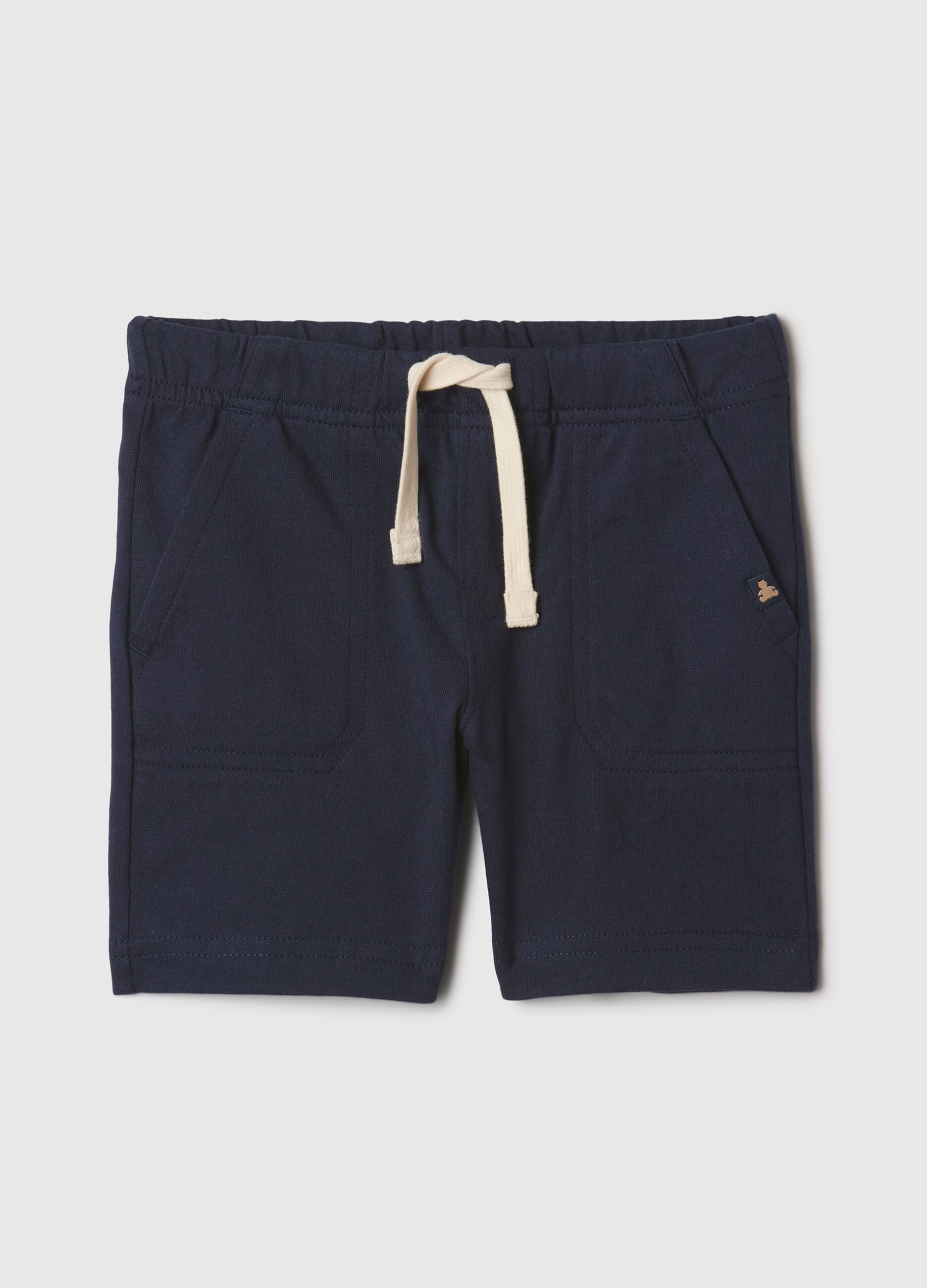 Cotton Bermuda shorts with drawstring