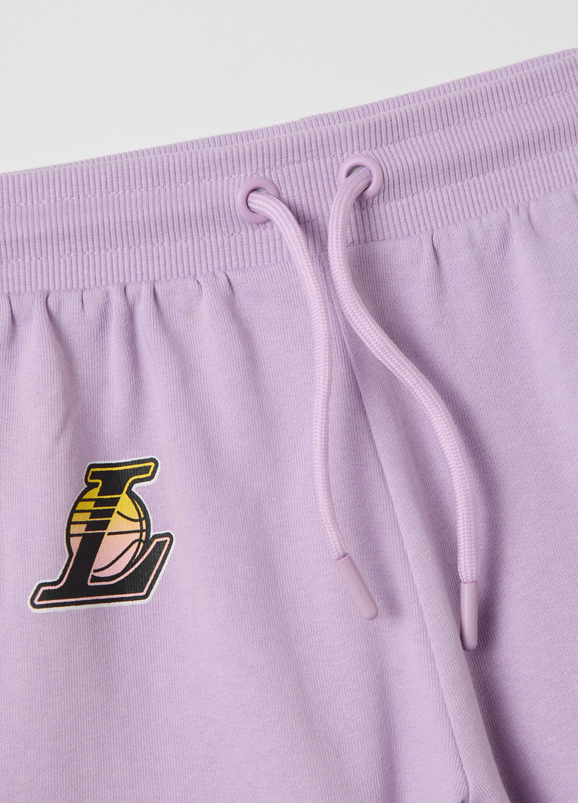 Purple NBA Los Angeles Lakers shorts in cotton with hood
