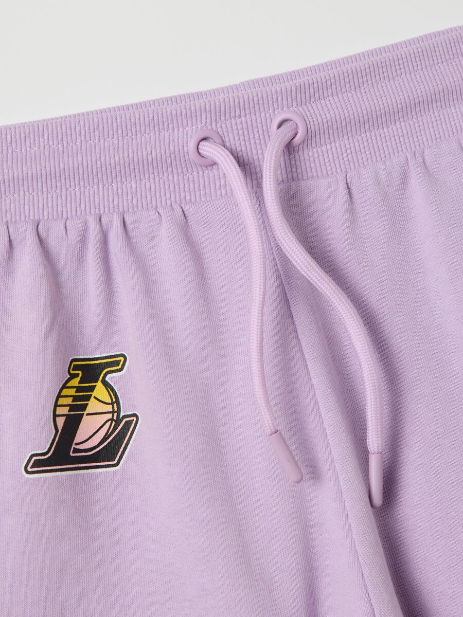 Purple NBA Los Angeles Lakers shorts in cotton with hood_2