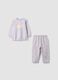 Purple organic cotton pyjamas with crew neck and teddy bear print_0