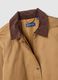 Regular fit brown cotton blend jacket with contrast collar_6