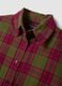 Camicia verde a quadri in flanella di puro cotone regular fit_5