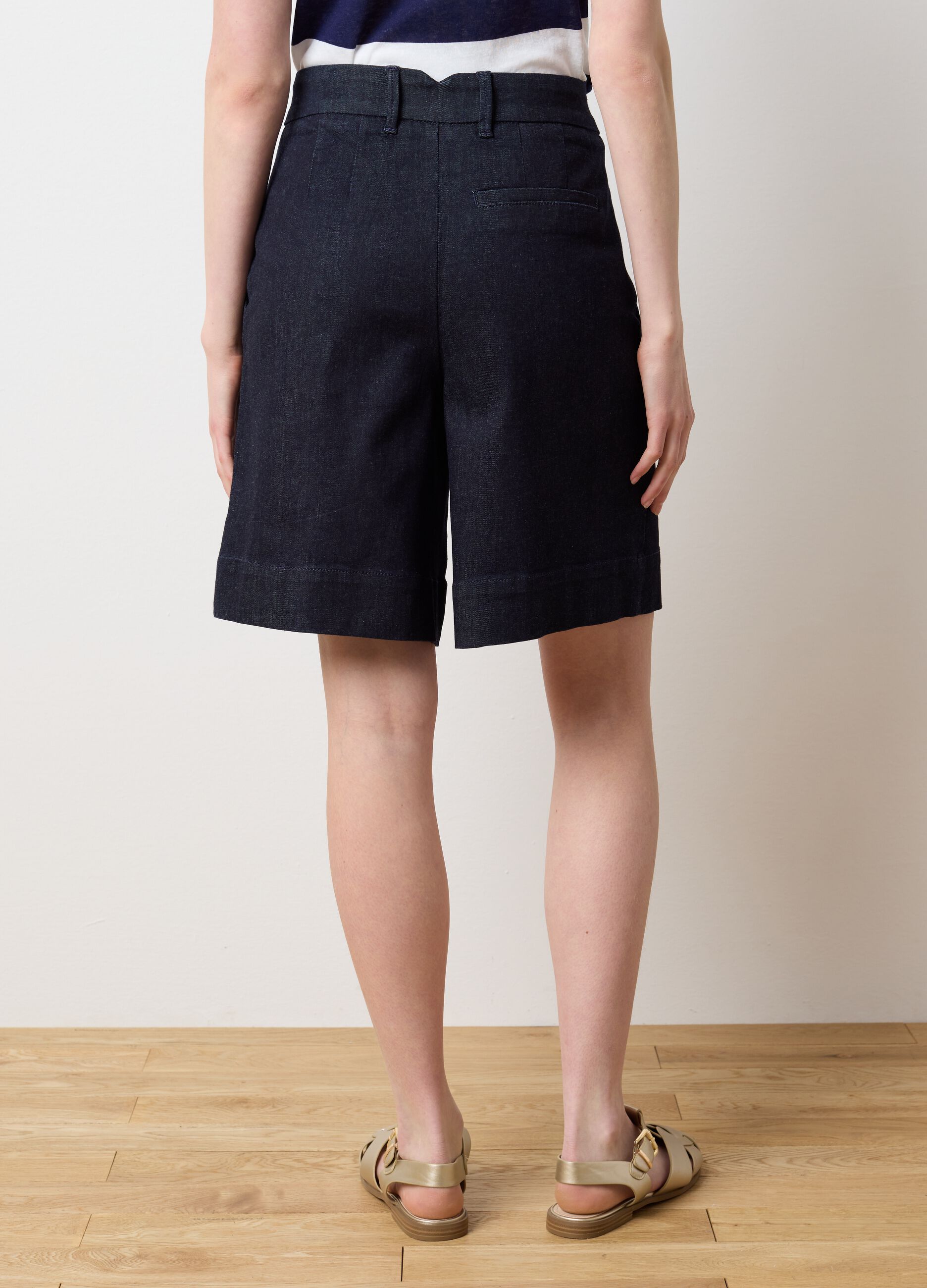 Women's Wide Leg Denim Blue Shorts