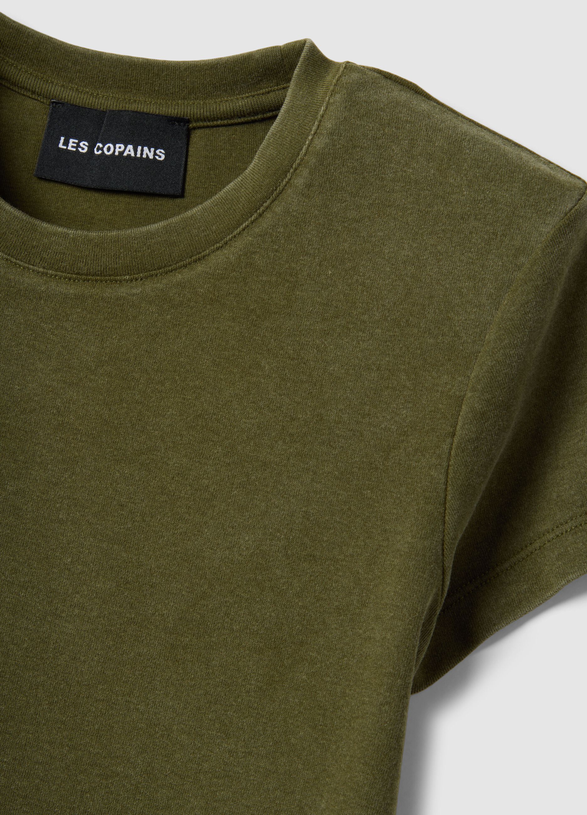 T-shirt fitted in cotone elasticizzato verde