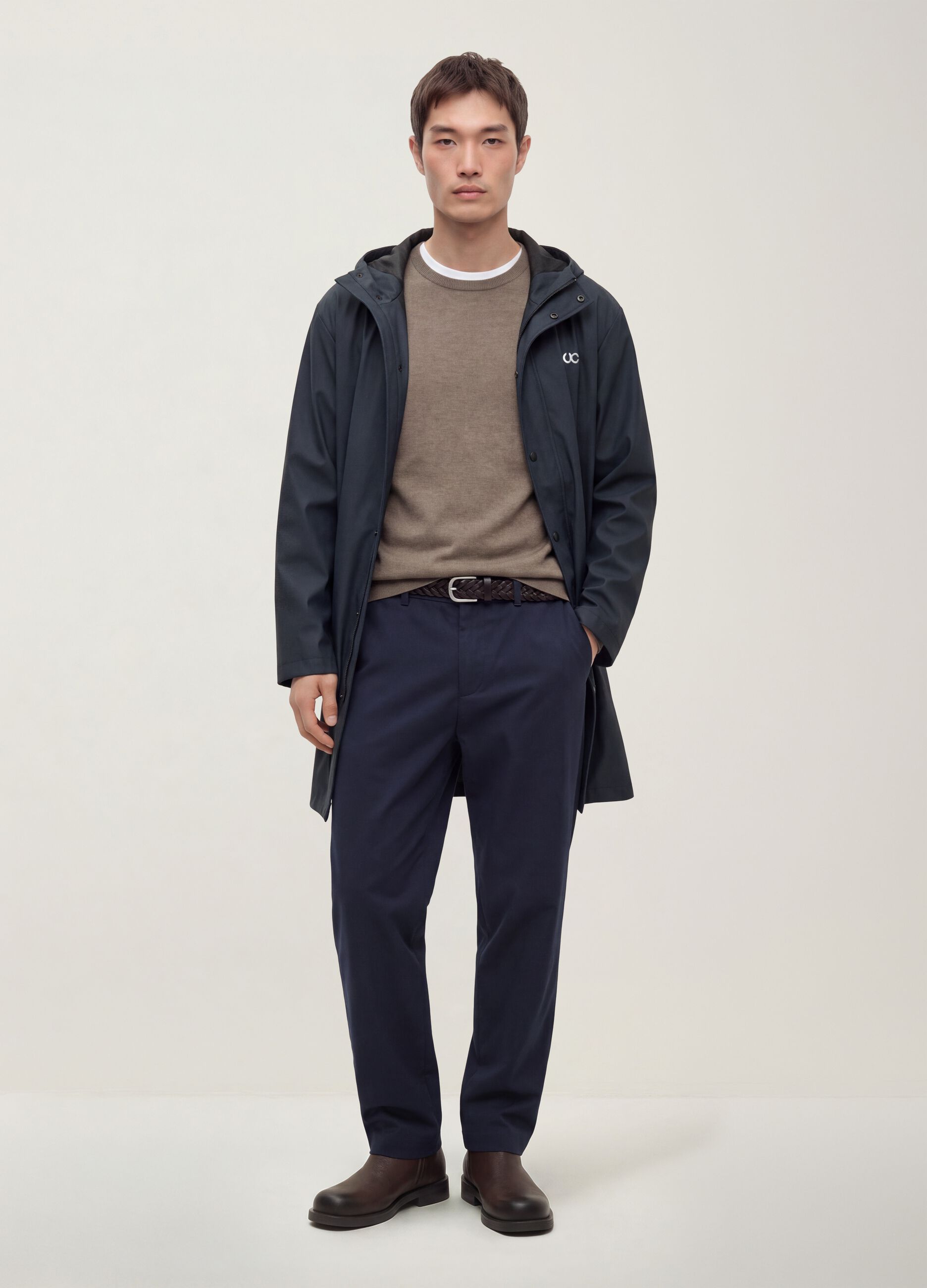 Blue regular-fit raincoat with zip