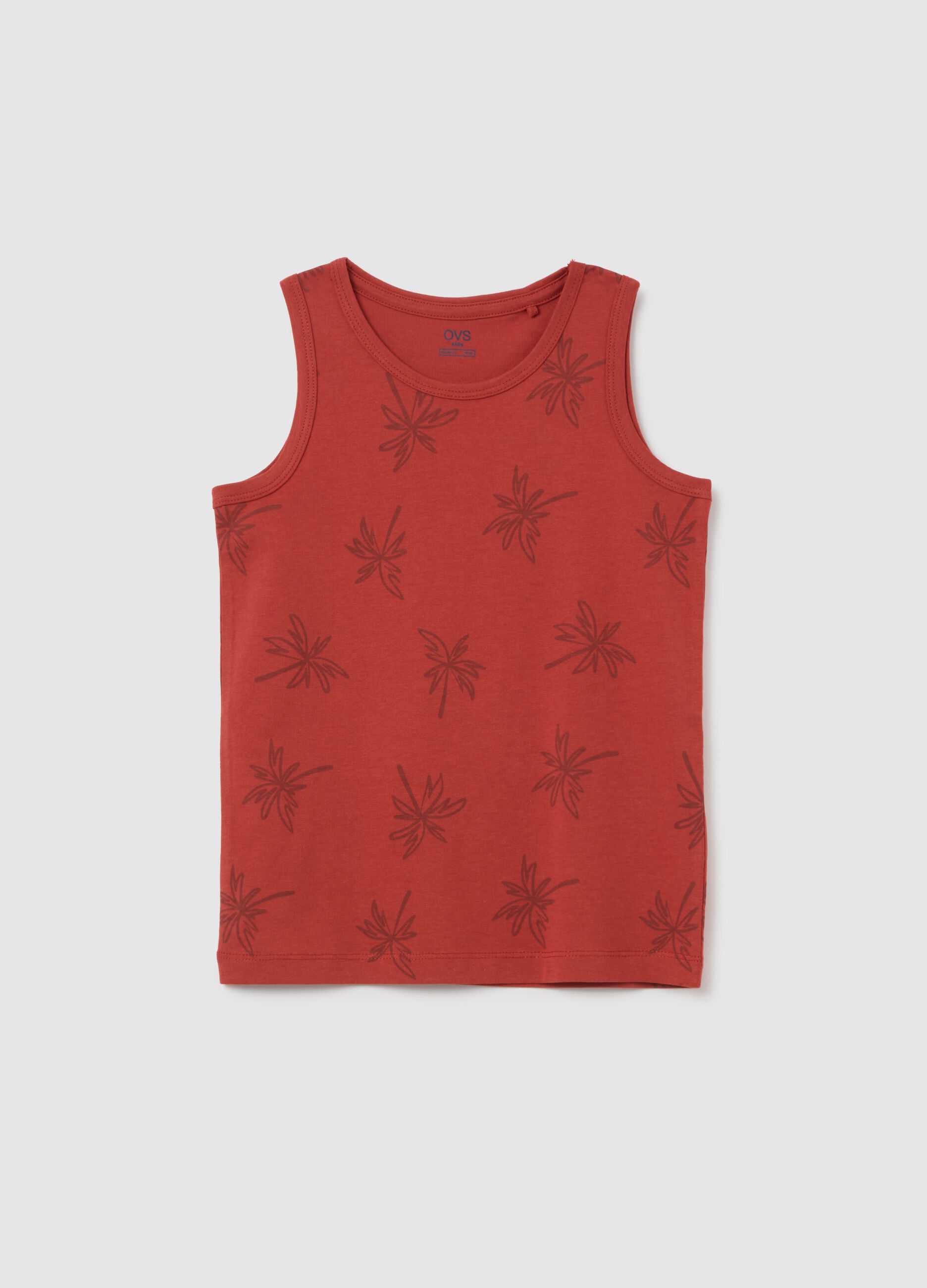 Canotta da bambino in puro cotone rosso regular fit con stampa