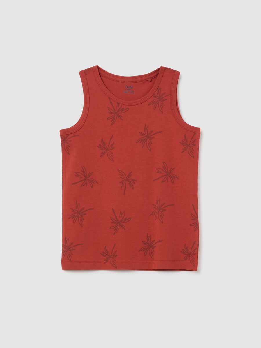 Children's pure cotton red vest with regular fit and print_0