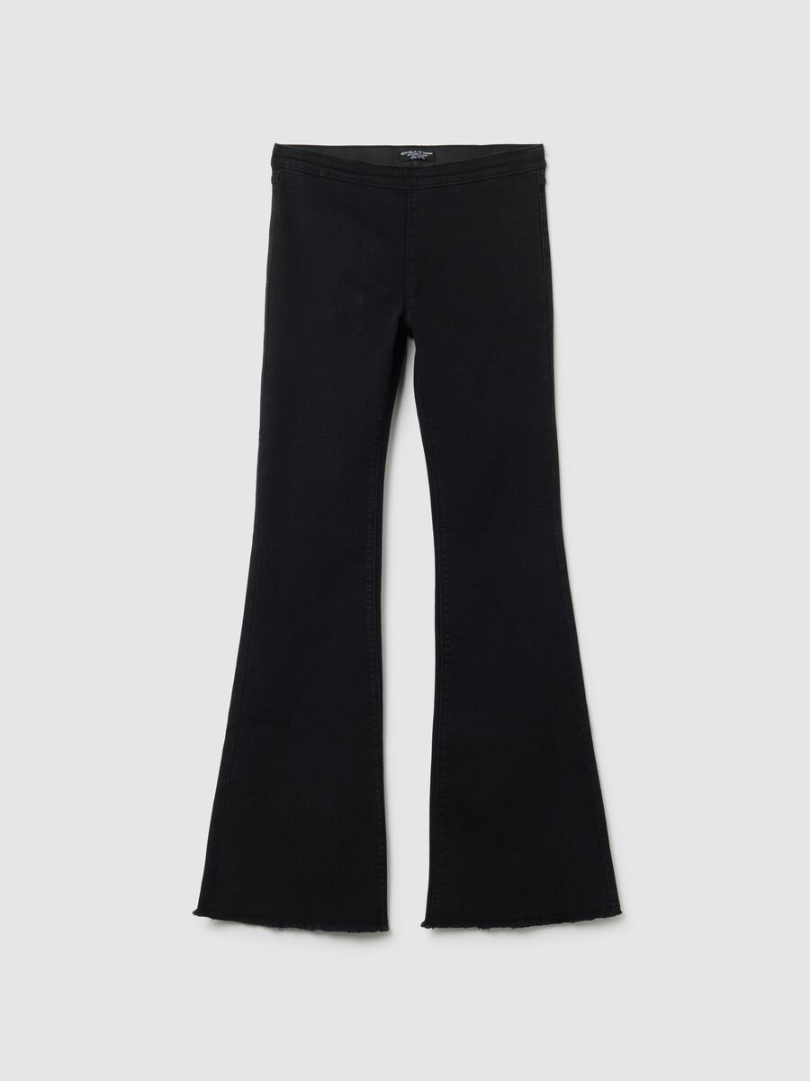 Girls' black cotton blend flare jeggings_3
