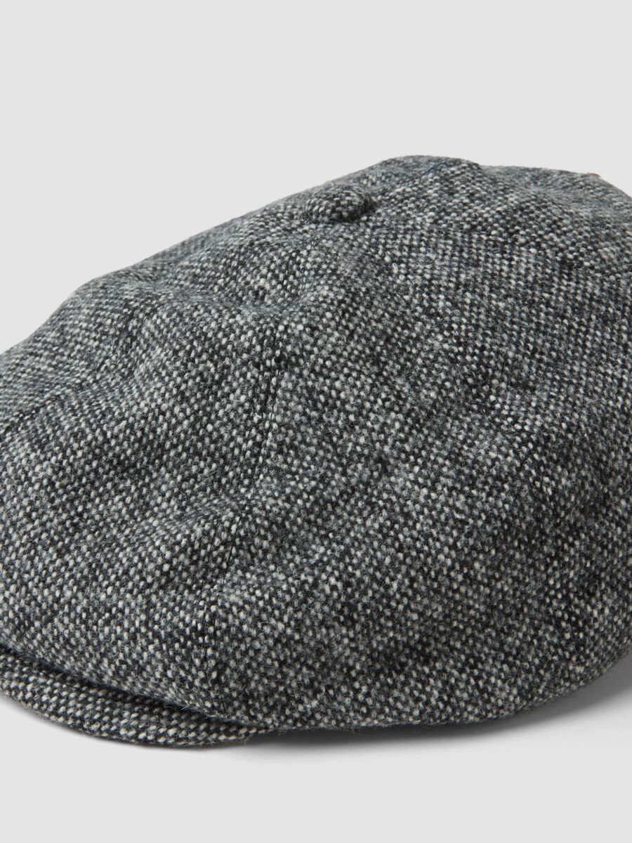 Grey wool-blend and viscose flat cap_1