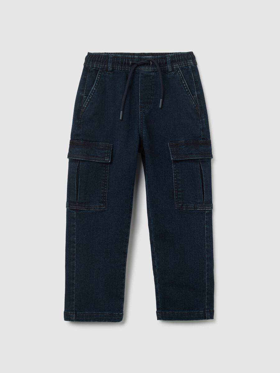 Jeans da bambino in denim blu relaxed fit_0