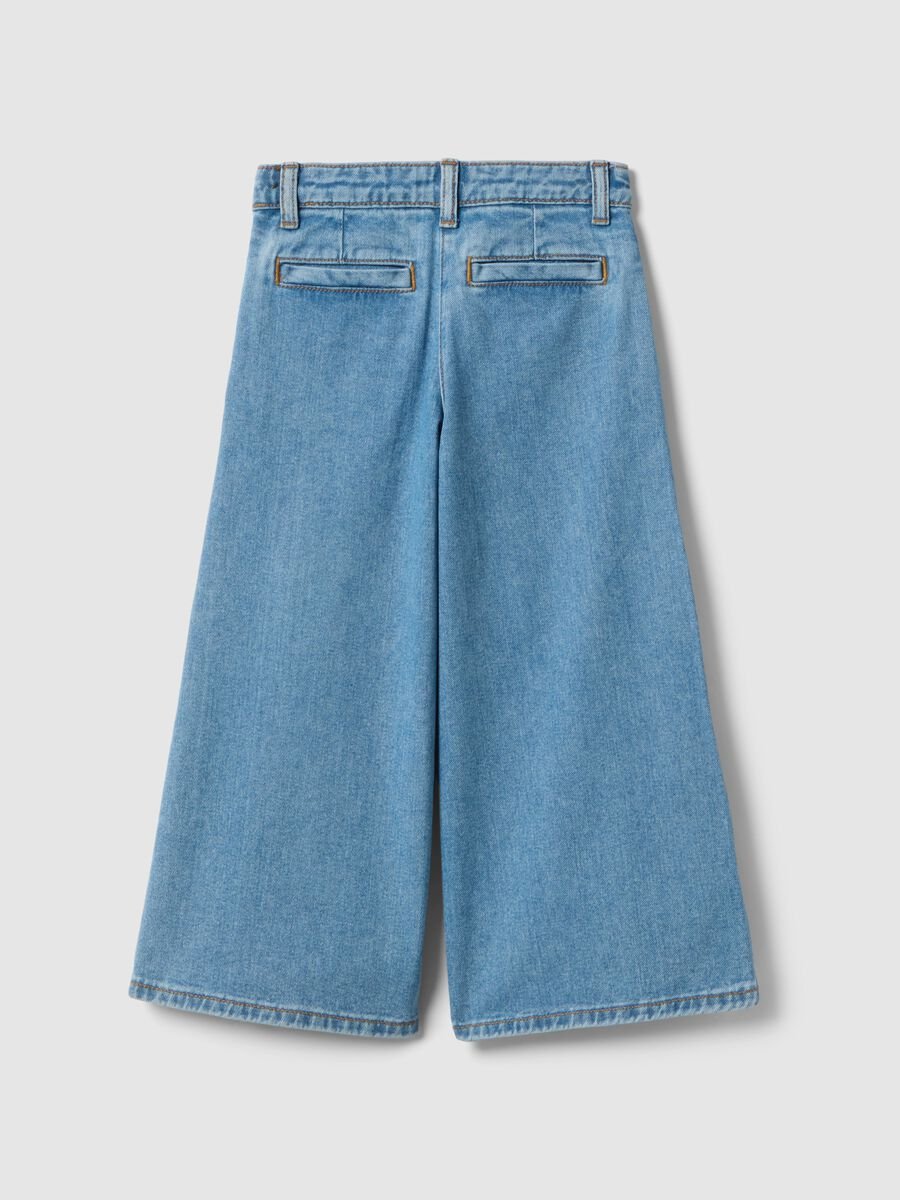 Jeans in puro cotone denim super wide leg per bambina_4