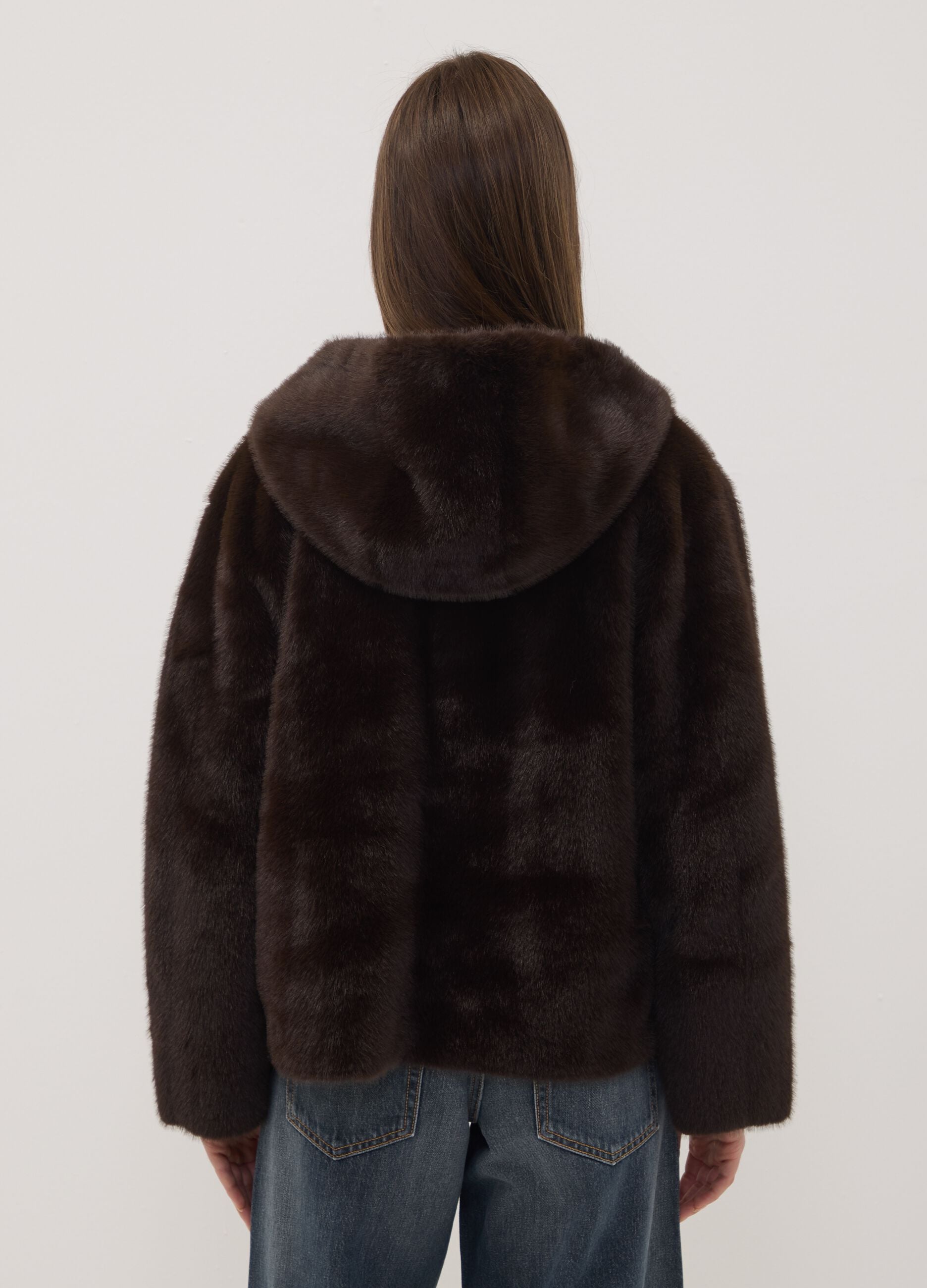 Brown regular-fit hooded jacket