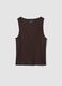 Brown textured stretch vest top_0