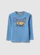 Boys&rsquo; blue pure cotton T-shirt with car print, regular fit_0