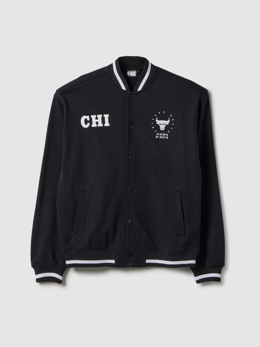 Black cotton-blend jacket regular fit with Chicago Bulls logo_4