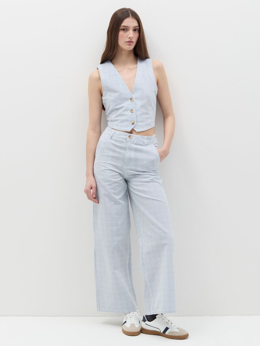 Wide-leg trousers with striped pattern_0