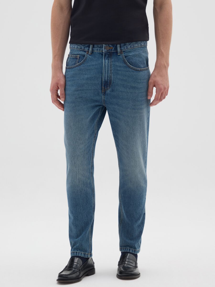 Pure cotton denim jeans in carrot fit_1