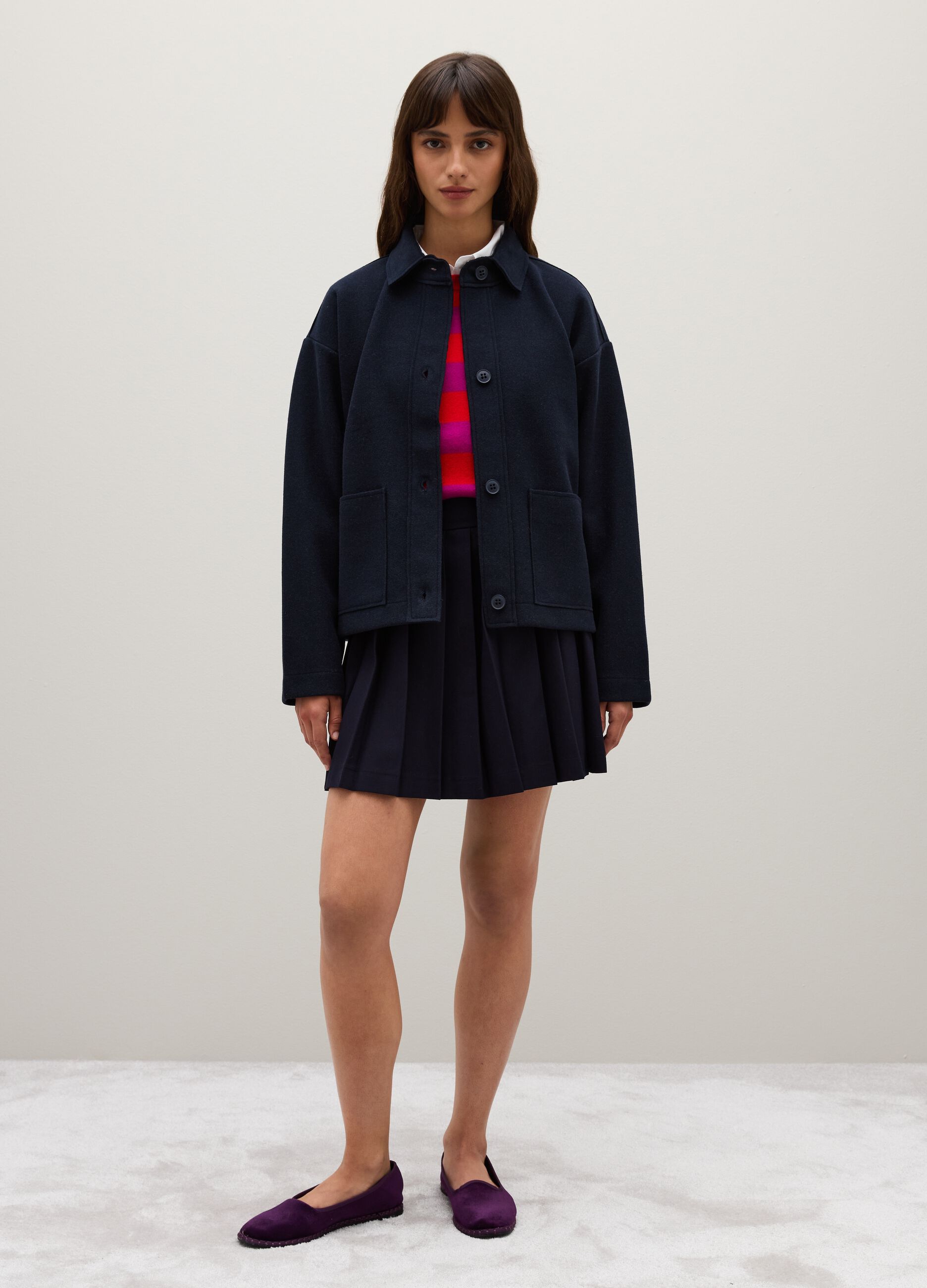 Blue regular fit cardigan with button closure