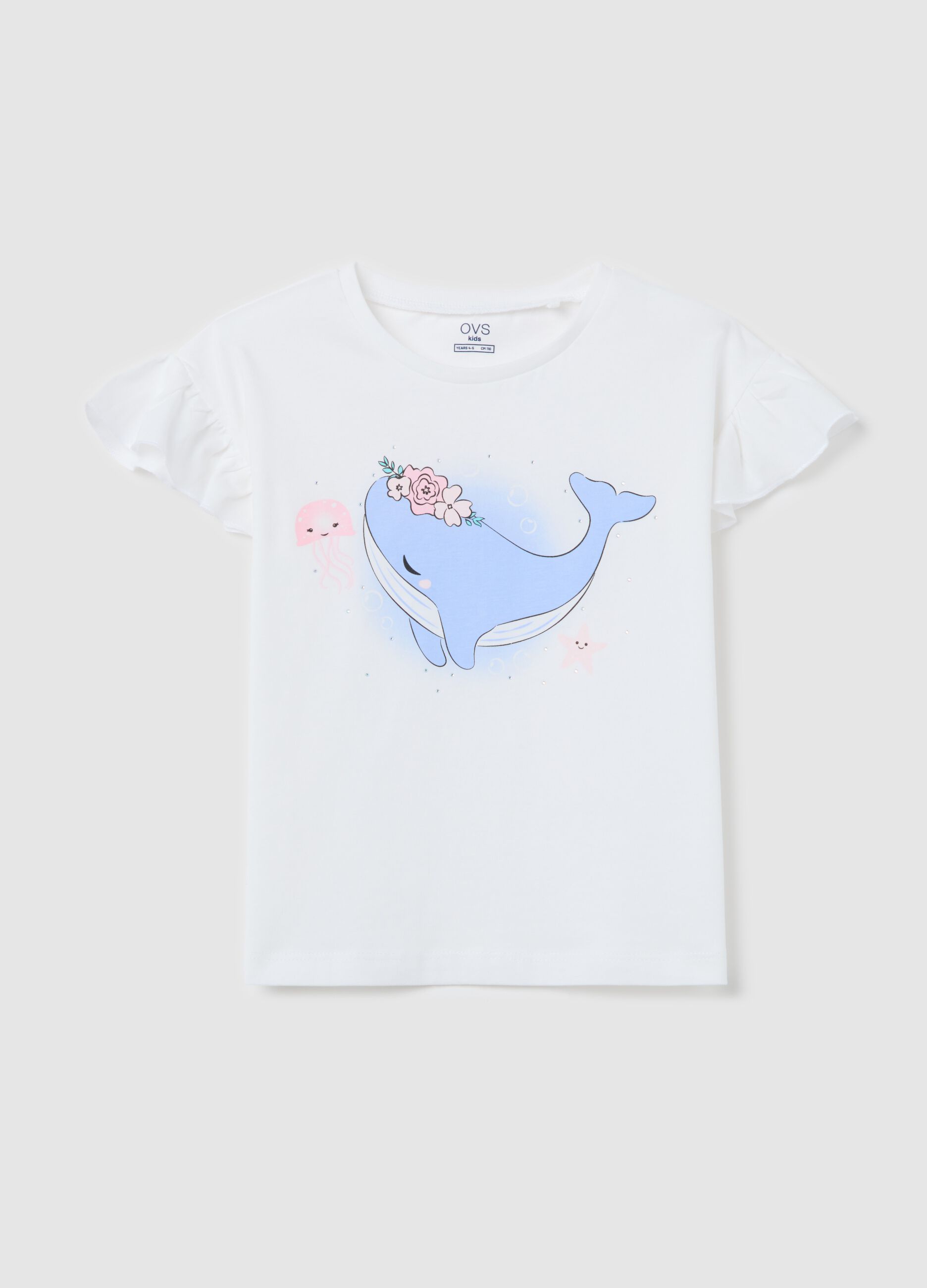 White cotton T-shirt with print