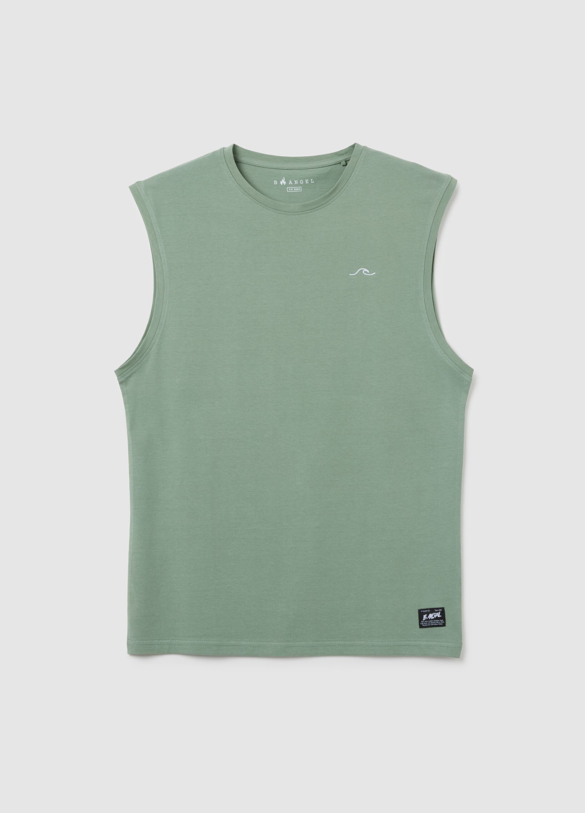Canotta da uomo in puro cotone verde regular fit