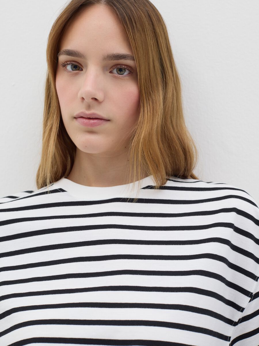 Black and white striped cotton T-shirt_3