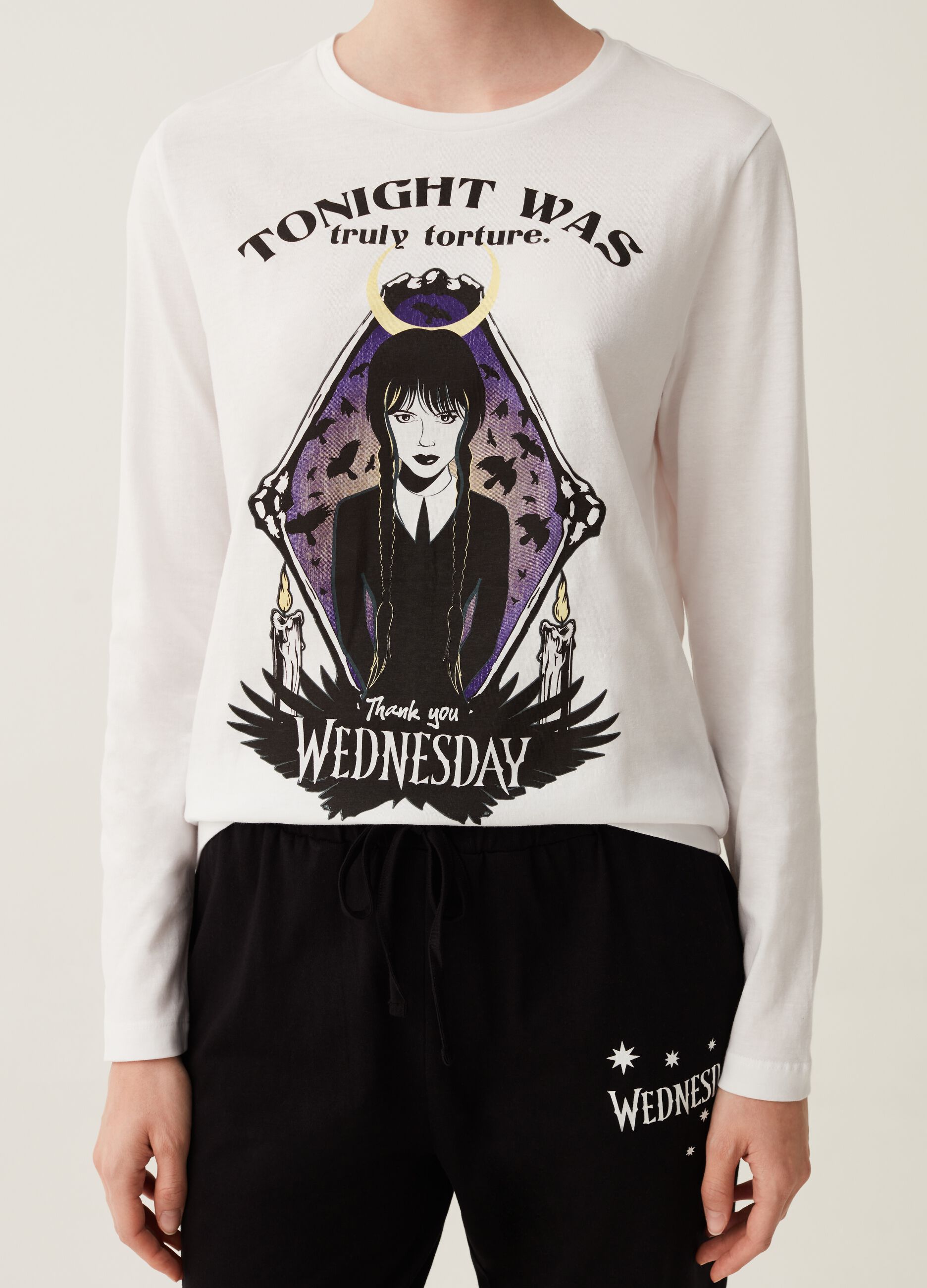 Pigiama con stampa e fantasia Mercoledi Addams_3
