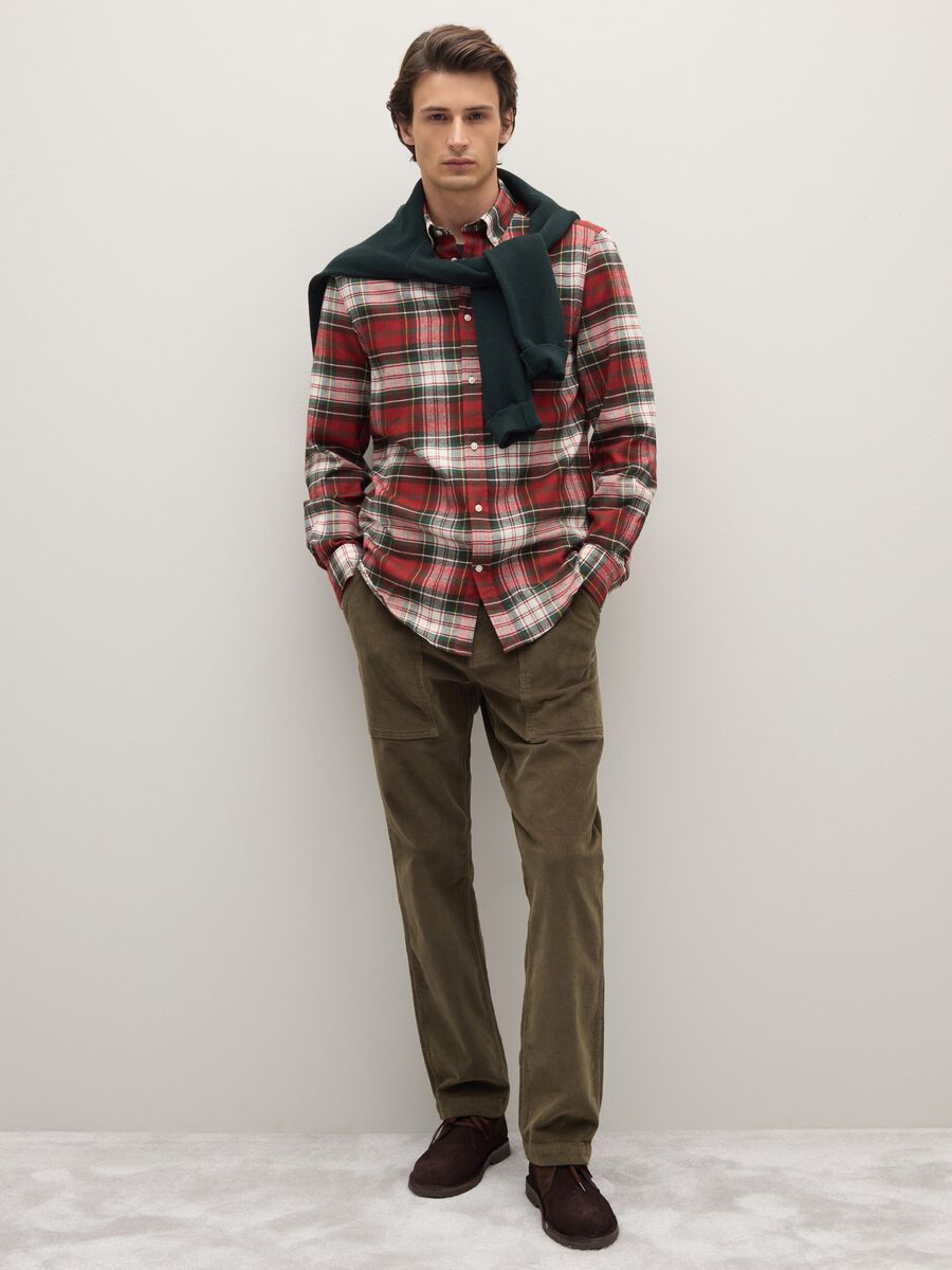 Multicolor check pure cotton regular fit flannel shirt_2