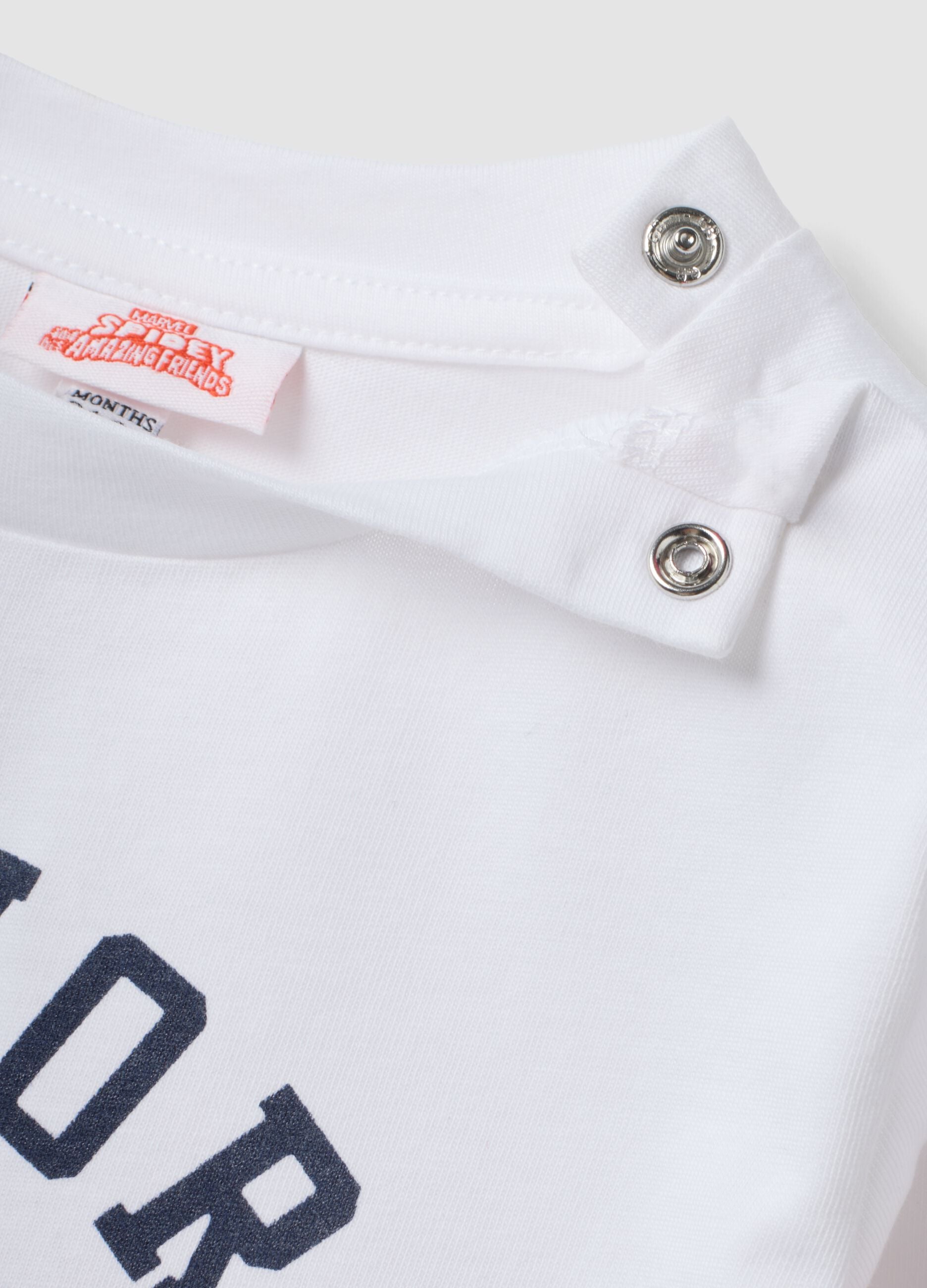 White long-sleeve pure cotton T-shirt with Spidey print for boys