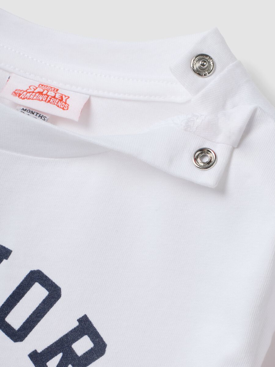 White long-sleeve pure cotton T-shirt with Spidey print for boys_3