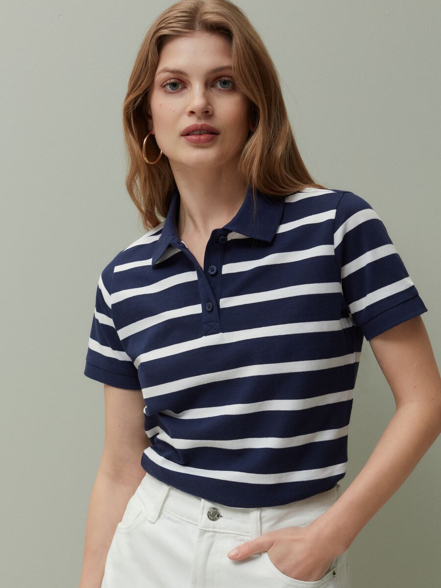 Striped pique polo shirt_1