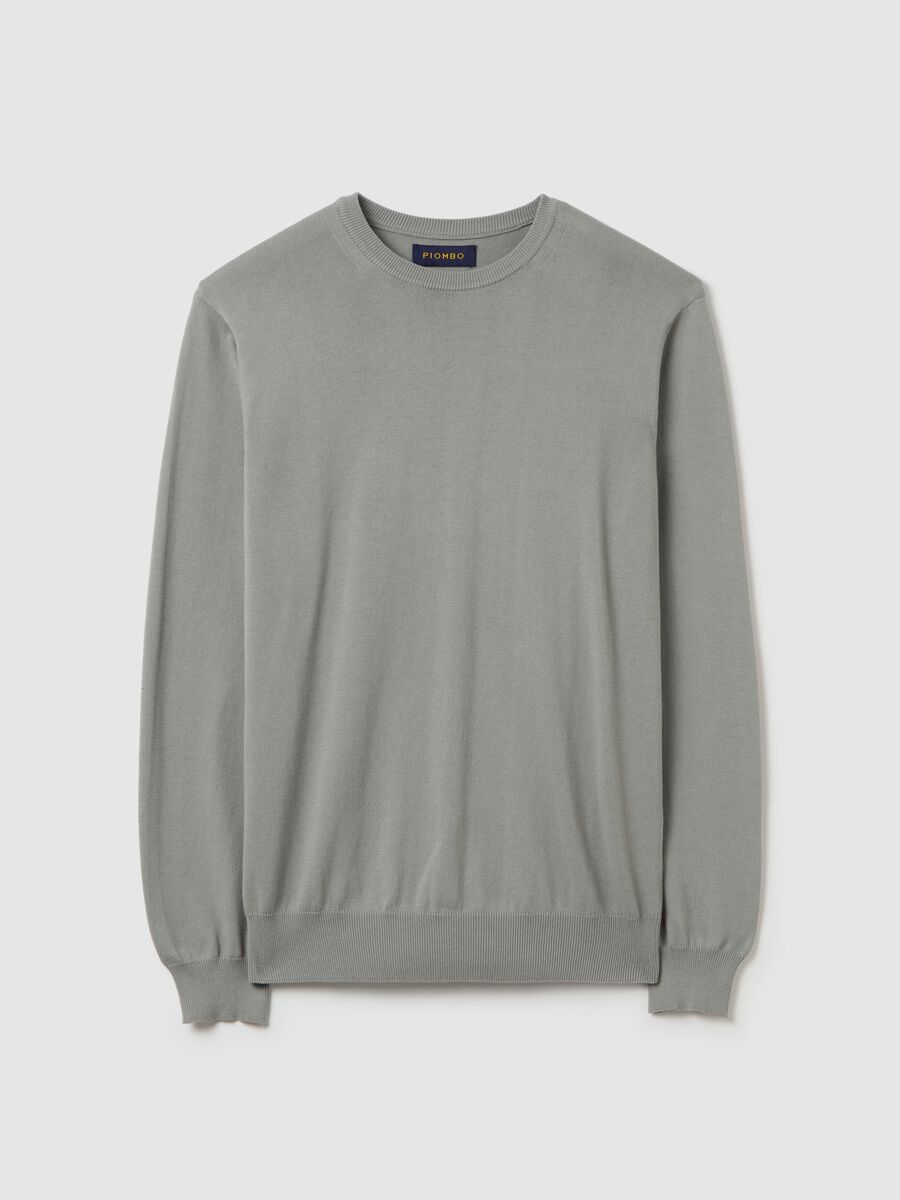 Solid colour pullover with round neck_4
