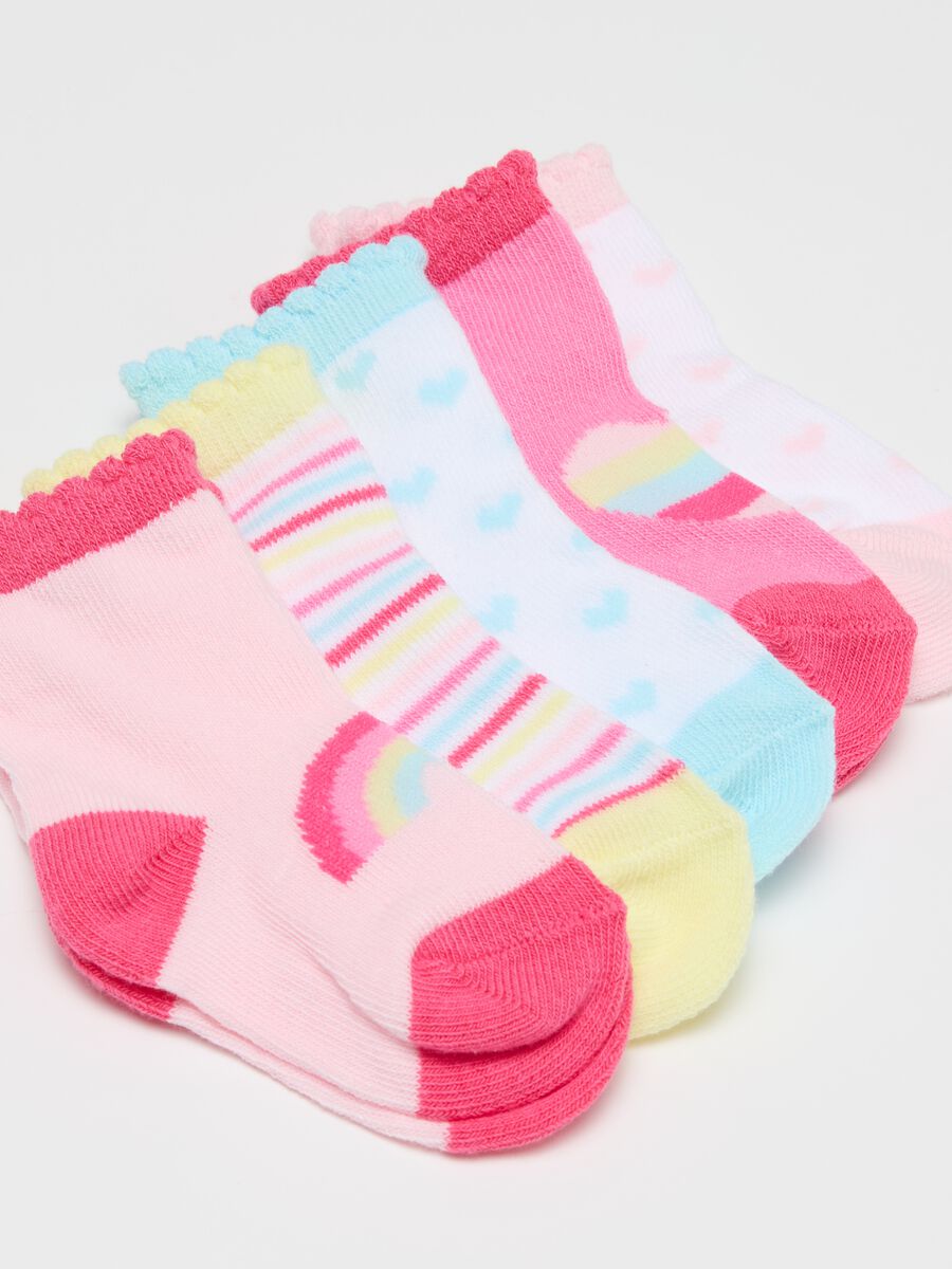 Set cinque calze stretch con disegno cuori _2