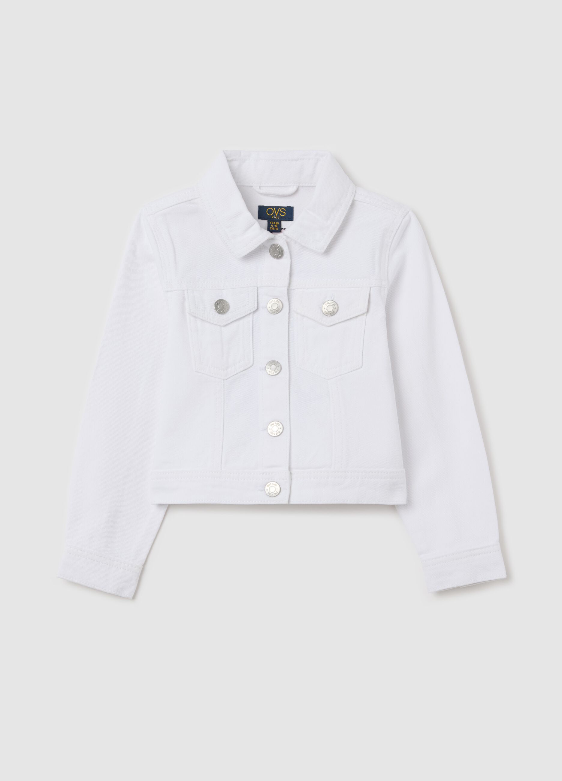 White jacket in drill with "Sweet all Day" embroidery