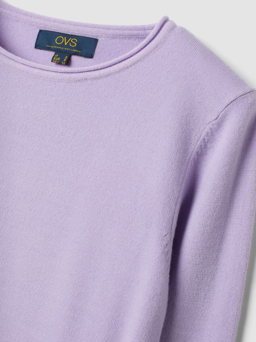 Maglia viola girocollo fitted a maniche lunghe_5