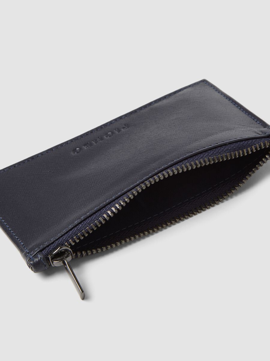 Portacarte blu in vera pelle con zip_2