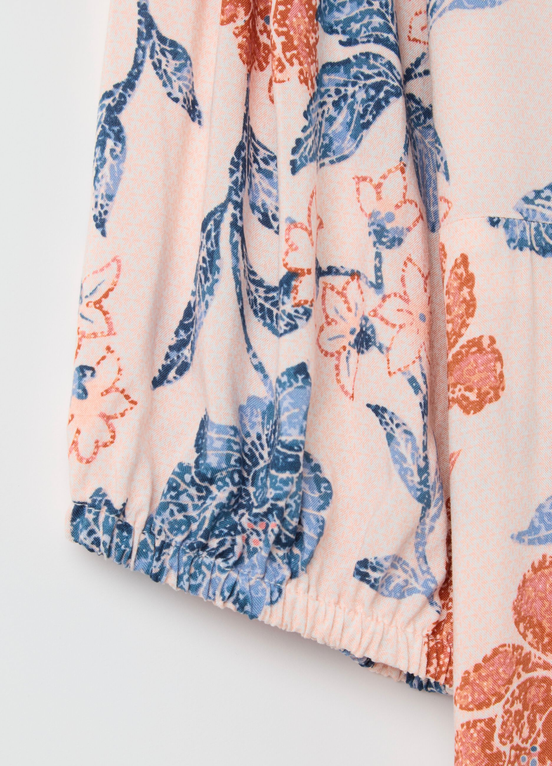 Camicia da notte arancione e azzurro con stampa floreale