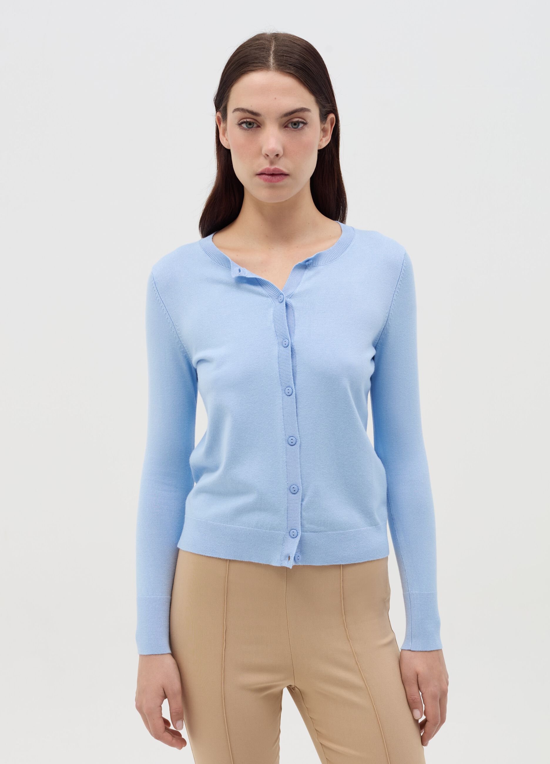 Cardigan con scollo rotondo