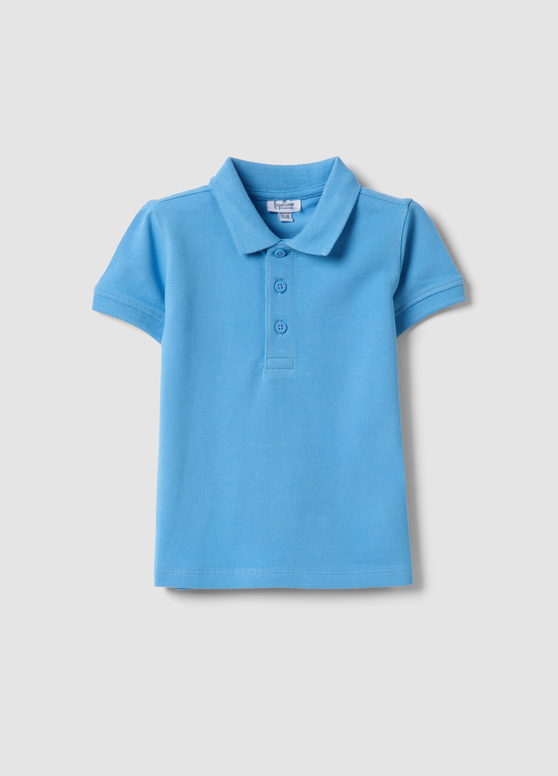 Light blue organic cotton polo shirt for boys, regular fit