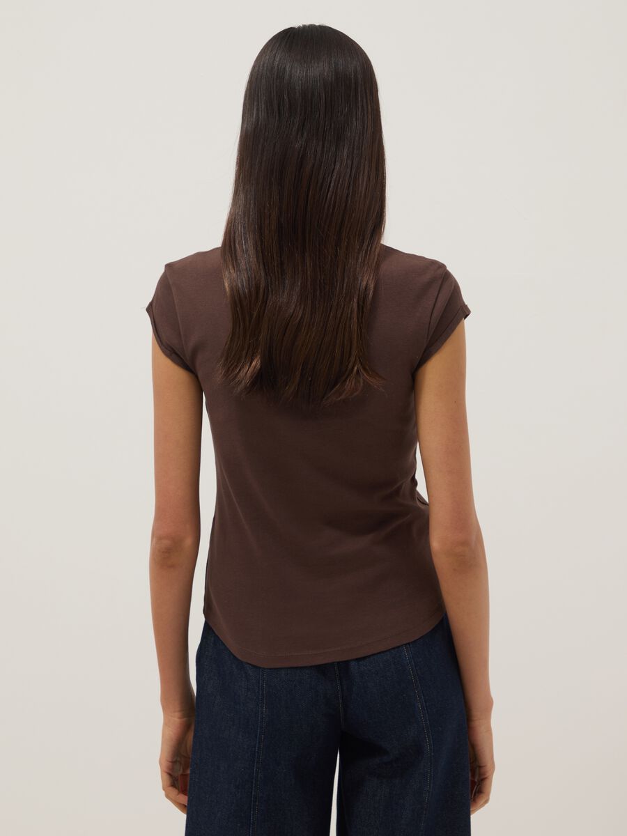 Regular fit brown short-sleeve pure cotton t-shirt_3