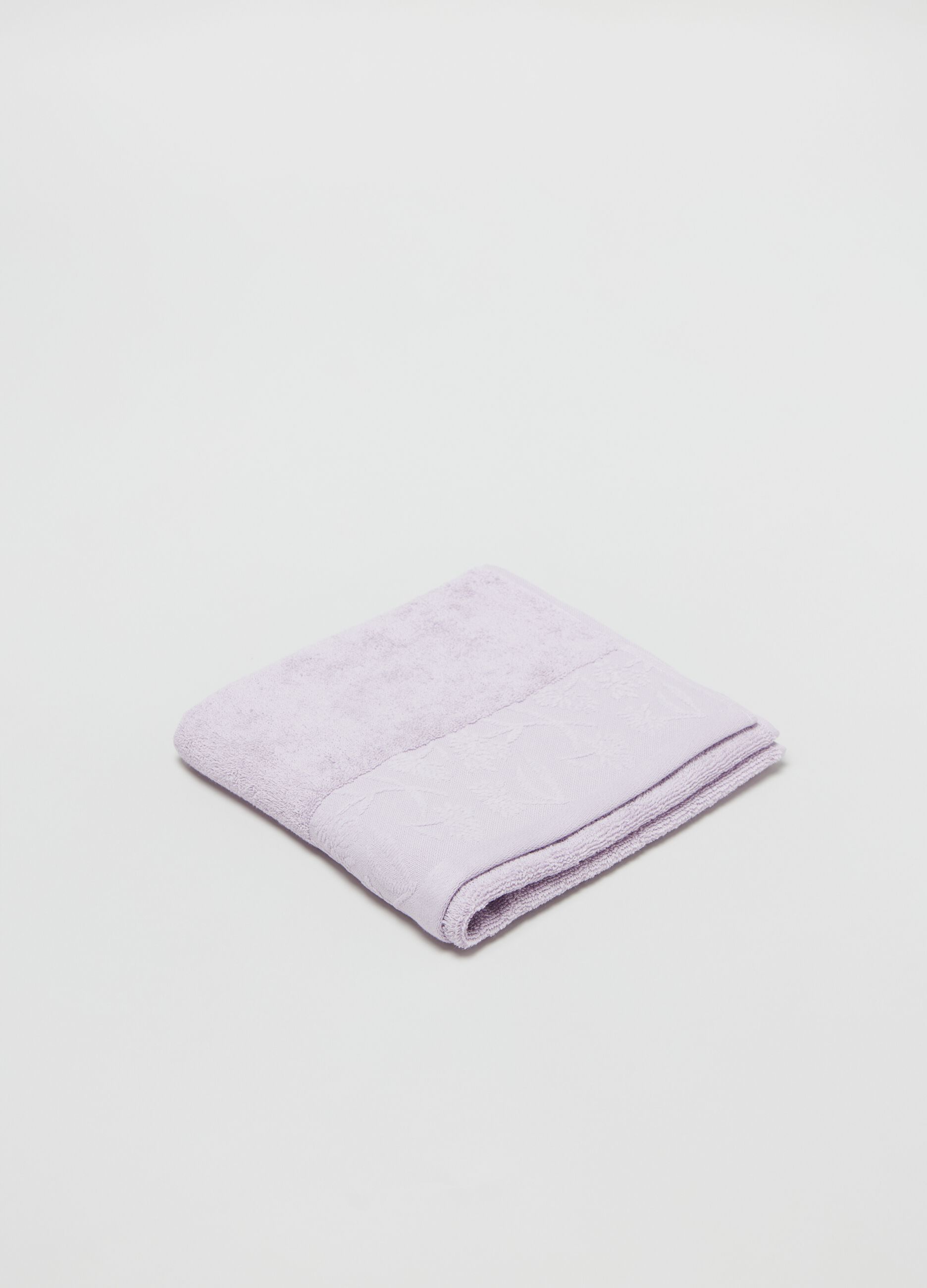 Asciugamano viso 50x90 bordo fiori rosa