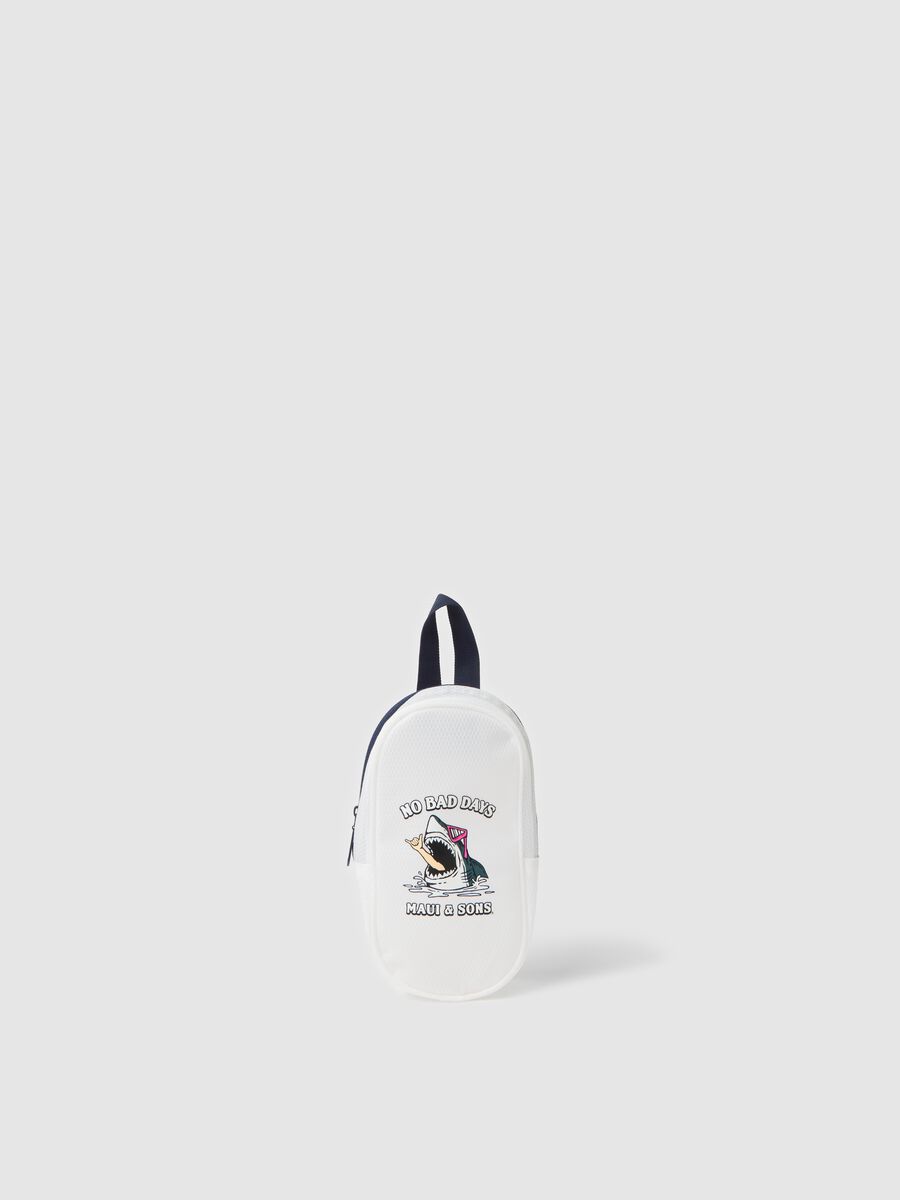 White Maui Cooler Bag with Shark Print_0