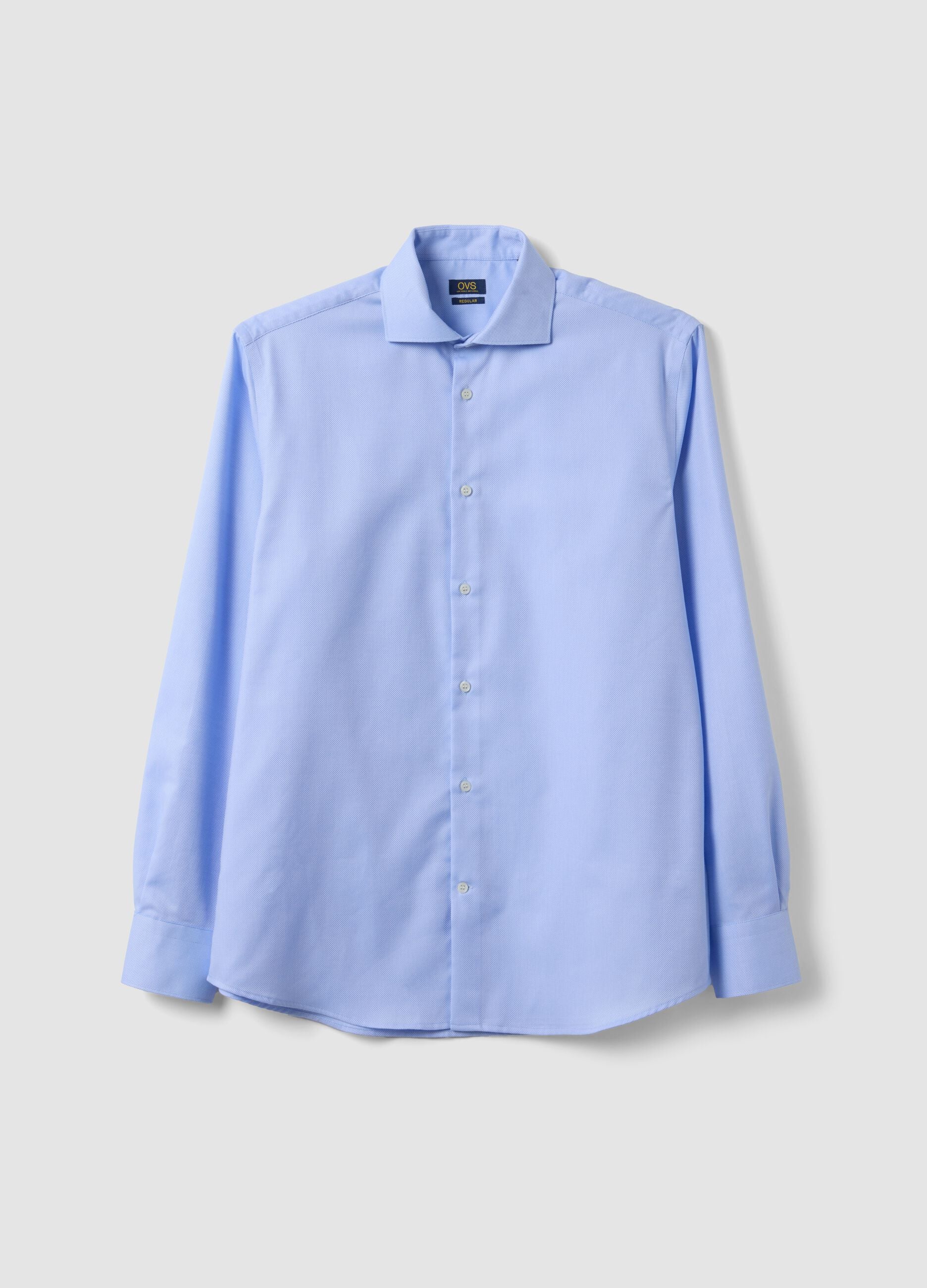 Light blue pure cotton no-iron regular fit shirt