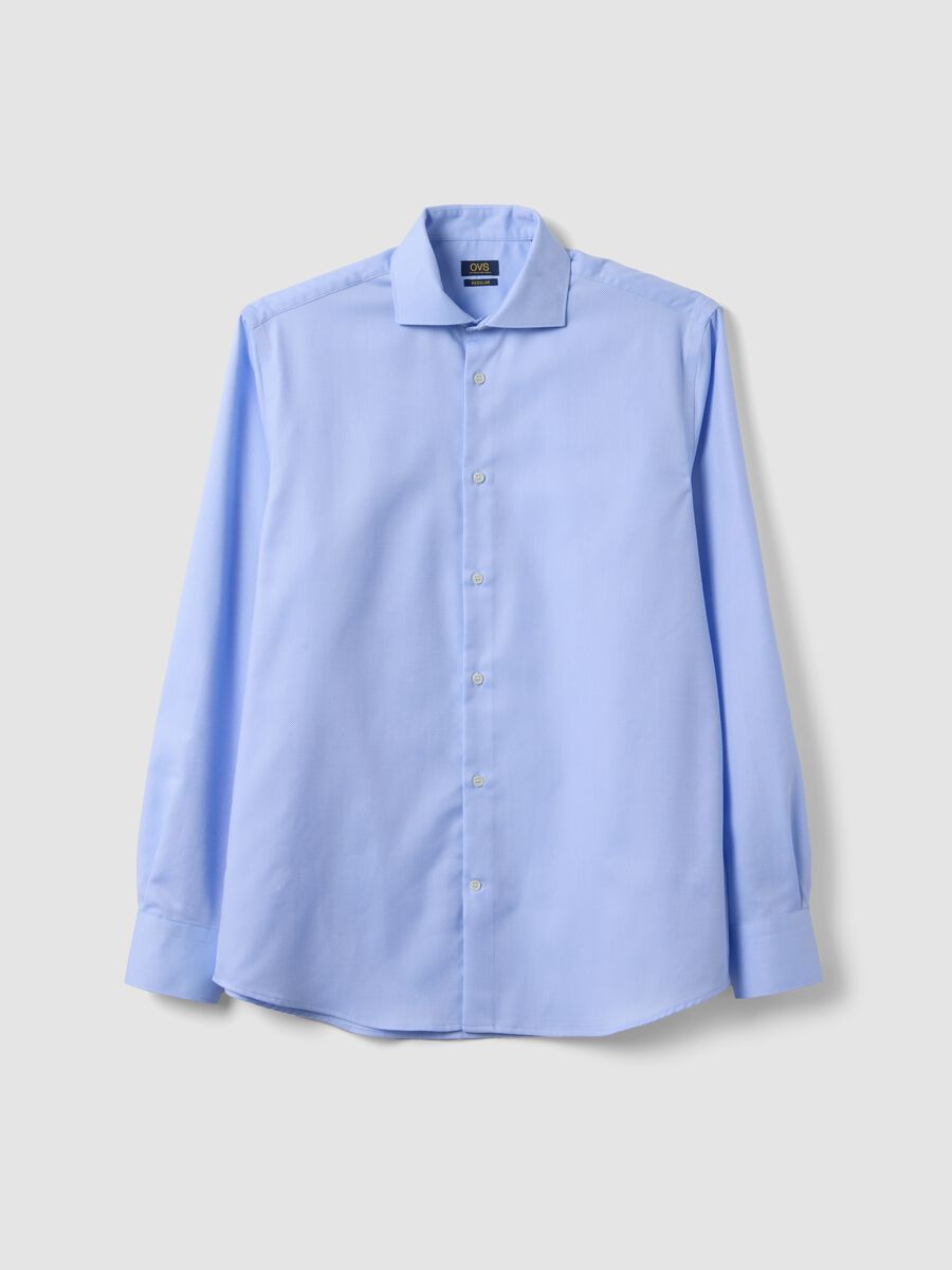 Light blue pure cotton no-iron regular fit shirt_0