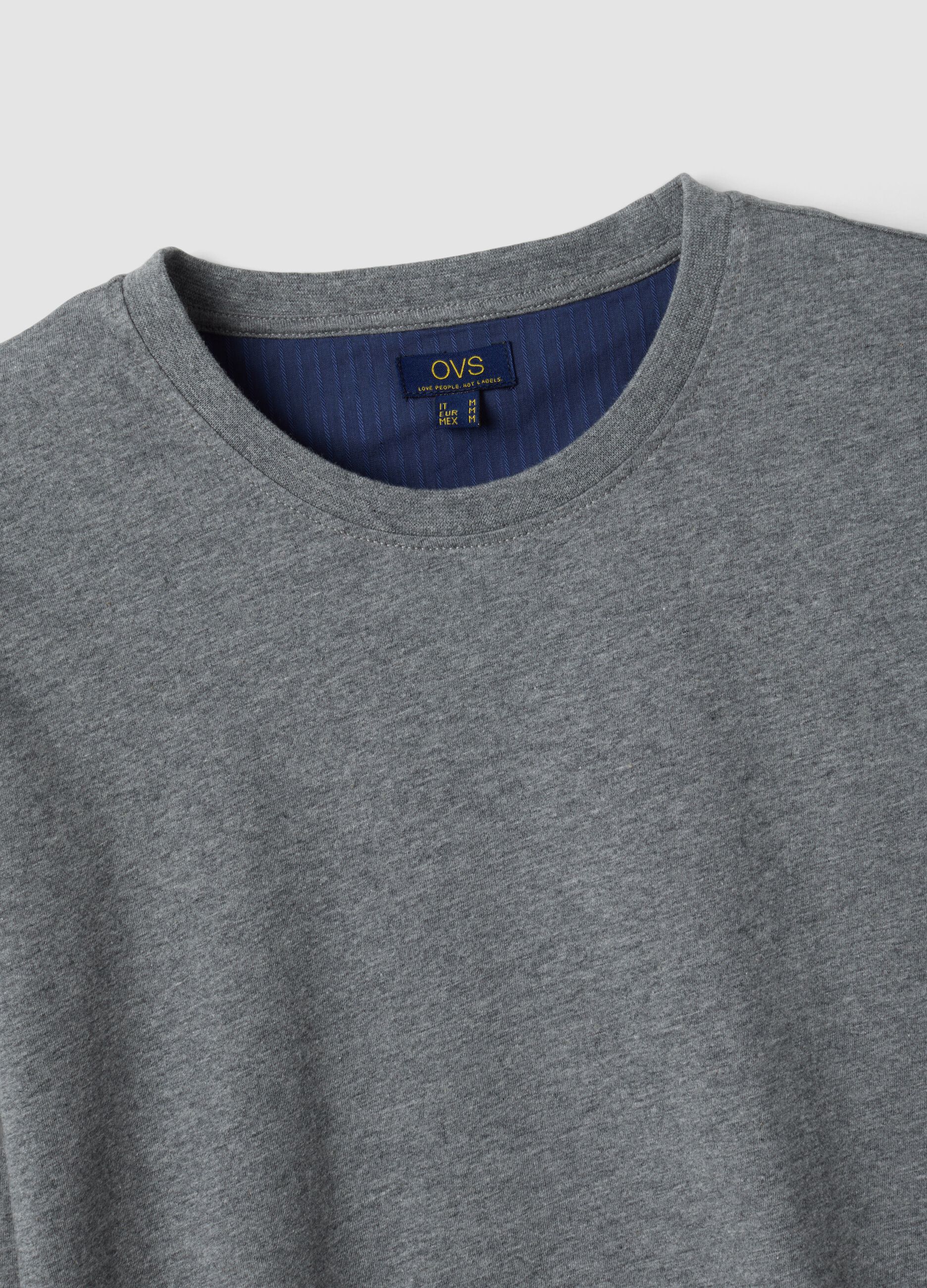 Grey organic cotton crew-neck pyjama top