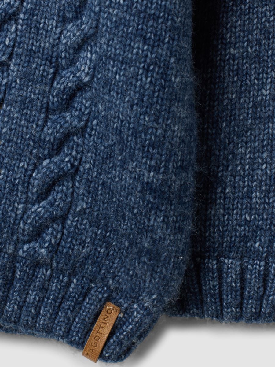 Blue m&eacute;lange hooded jacket with teddy-effect lining_3