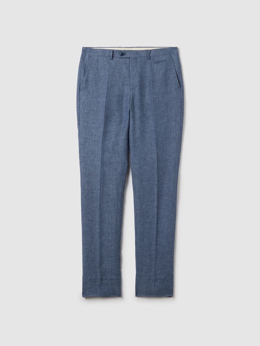 Contemporary slim-fit trousers in linen_4