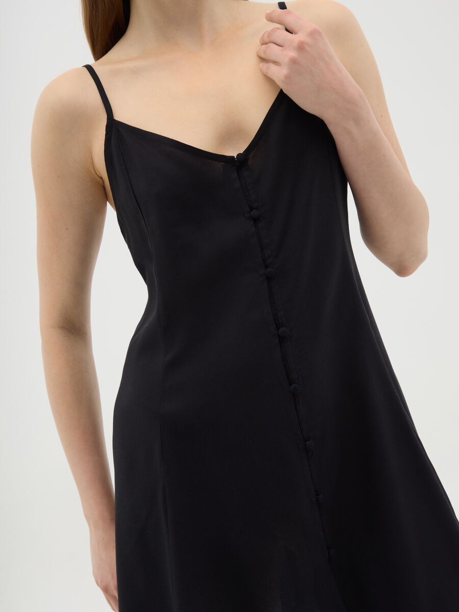 Women's Black Pure Viscose Slip Dress Slim Fit_2