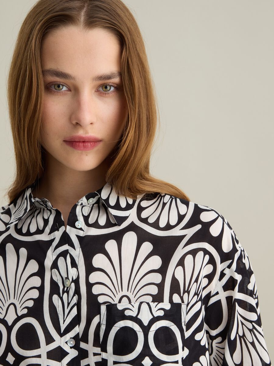 Women's multicolour regular fit oversized cotton shirt_2