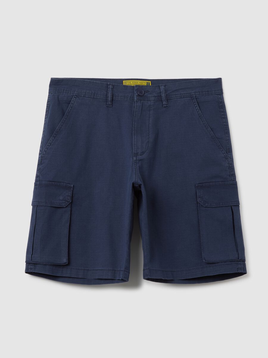 Men's Blue Cotton Cargo Trousers Regular Fit_0