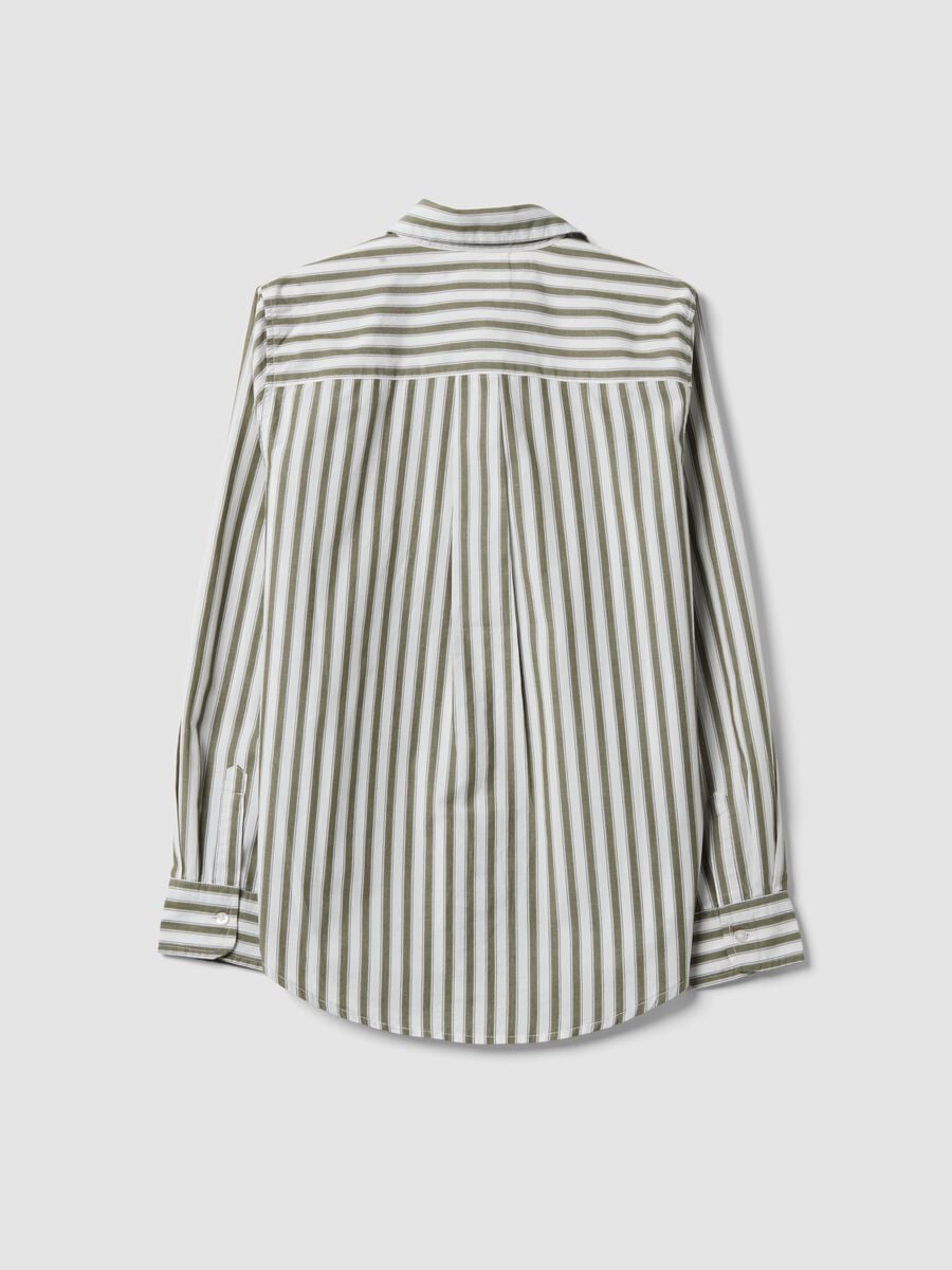 White poplin shirt with green stripes, regular fit_1
